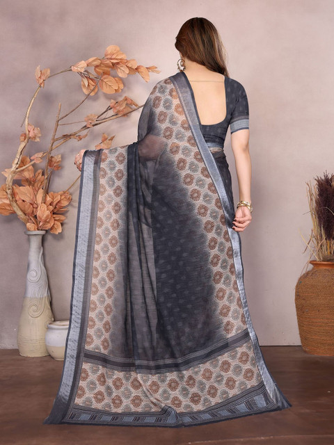 vj fashion Zari Linen Blend Saree - Image 3