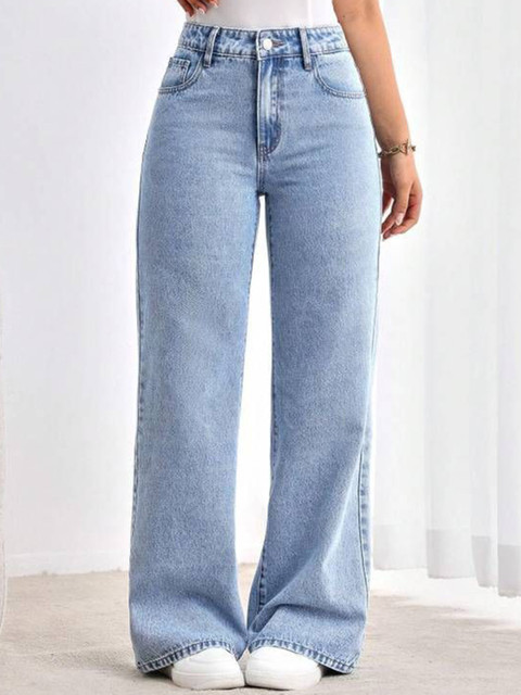 VBEAUTI Women Solid Jean Boyfriend Fit High-Rise Stretchable Jeans