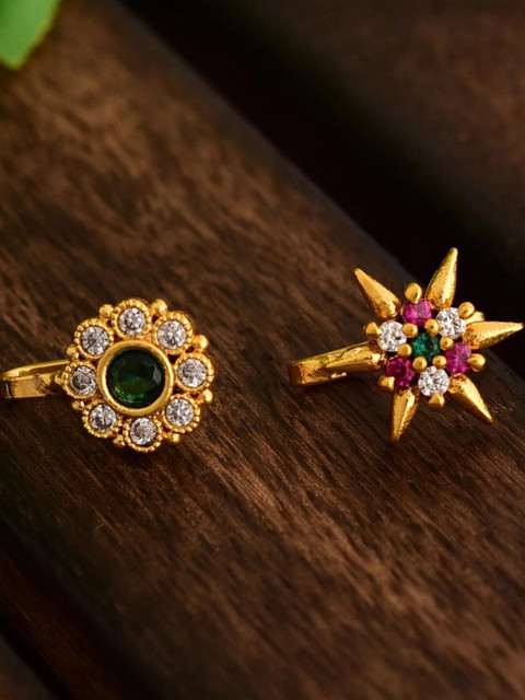 Tanusha Jewels Gold-Plated Brass Clip-On Nosepin