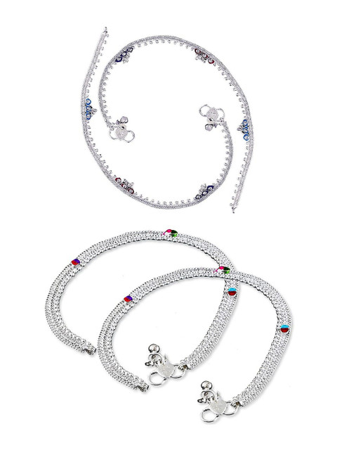 Crazy Fashion Set Of 2 Stainless Steel Anklet