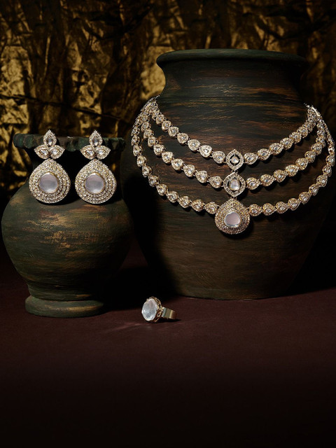 AMI Gold-Plated Stone-Studded Jewellery Set