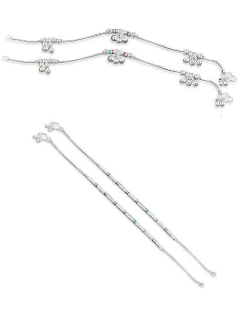 Crazy Fashion Set Of 2 Stainless Steel Anklets