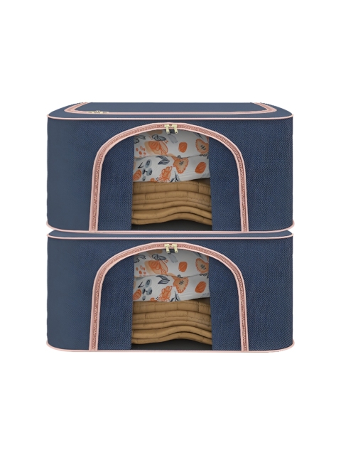 Aura Navy Blue Set of 2 Reusable Drawer Organiser Organisers
