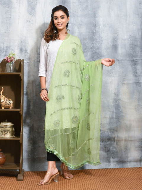 swatika Dyed Dupatta with Thread Work