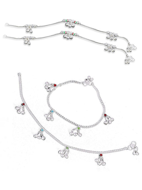 Crazy Fashion Set Of 2 Stainless Steel Anklets