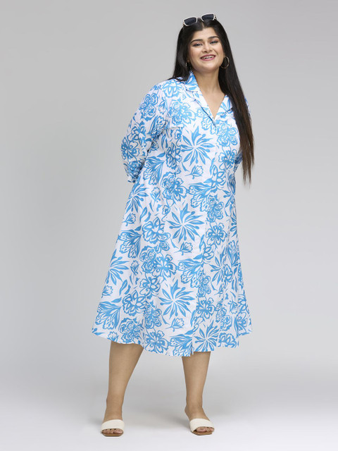 Sizeupp Women Plus Size Floral Print Midi Dress