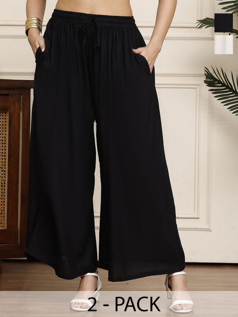 Valles365 by S.C. Women Pack Of 2 Flared Palazzos