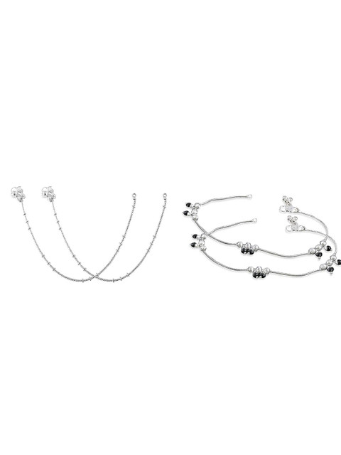 Crazy Fashion Set Of 2 Stainless Steel Anklet