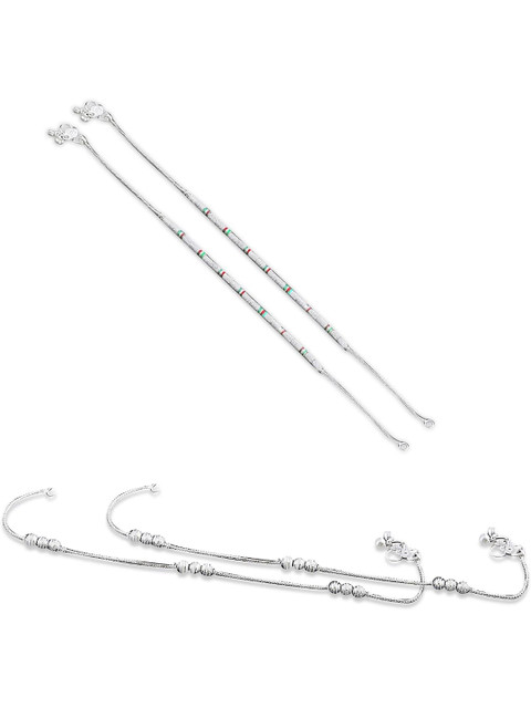 Crazy Fashion Set Of 2 Stainless Steel Anklets