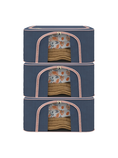 Aura Navy Blue Set of 3 Reusable Drawer Organiser Organisers
