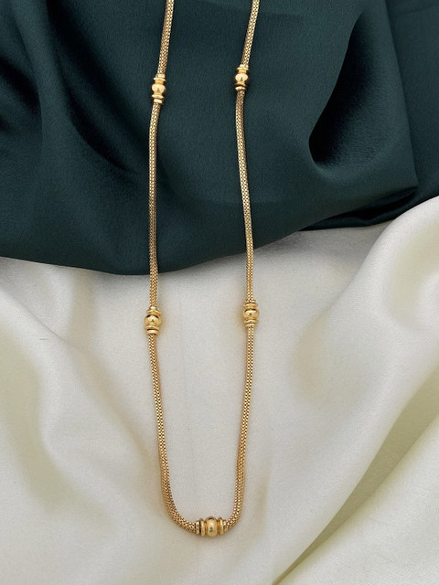 ROFARWORD Gold-Plated Stone Studded & Beaded Chain - Image 3