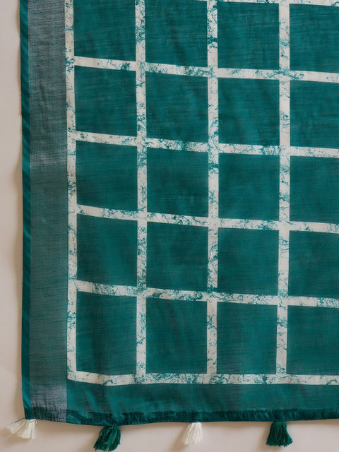 Sangria Floral Printed Saree With Blouse Piece - Image 6