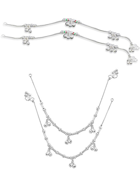 Crazy Fashion Set Of 2 Stainless Steel Anklets