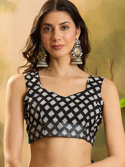 Sangria Floral Printed Saree With Blouse Piece - Image 7