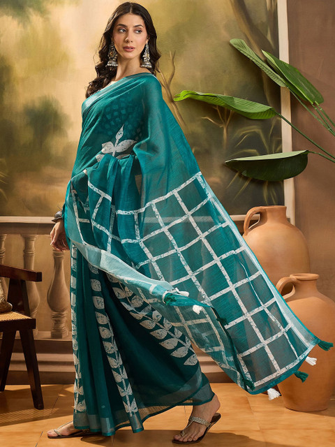 Sangria Floral Printed Saree With Blouse Piece - Image 3