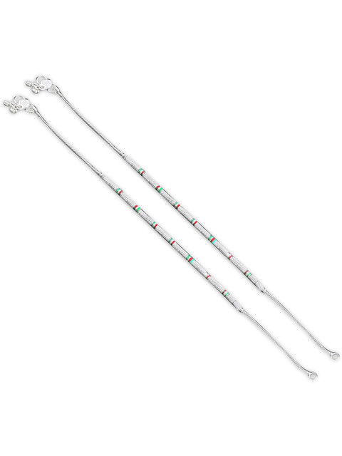 Crazy Fashion Set Of 2 Stainless Steel Anklets