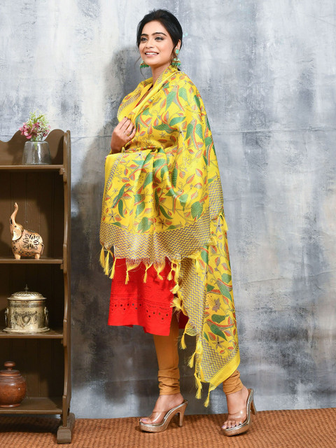 swatika Ethnic Motifs Printed Dupatta With Tasselled - Image 3