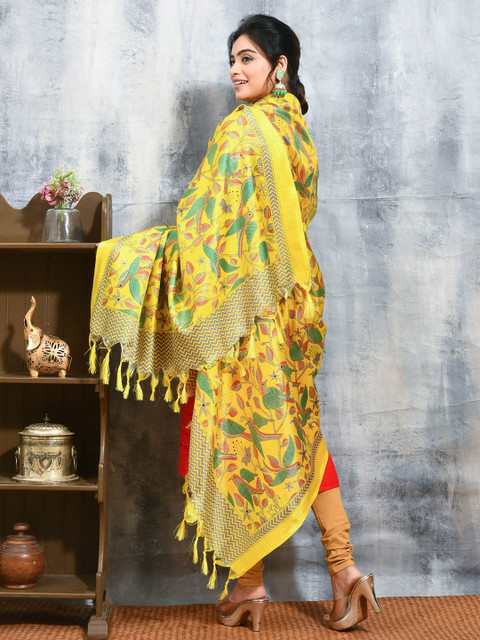 swatika Ethnic Motifs Printed Dupatta With Tasselled - Image 4