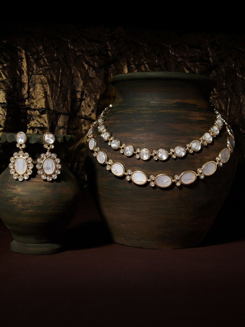AMI Gold-Plated Stone-Studded Jewellery Set