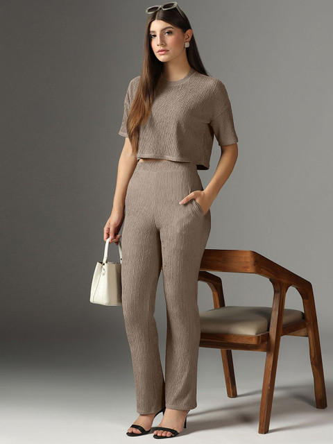Selvia Round Neck Top With Trousers Co-Ords