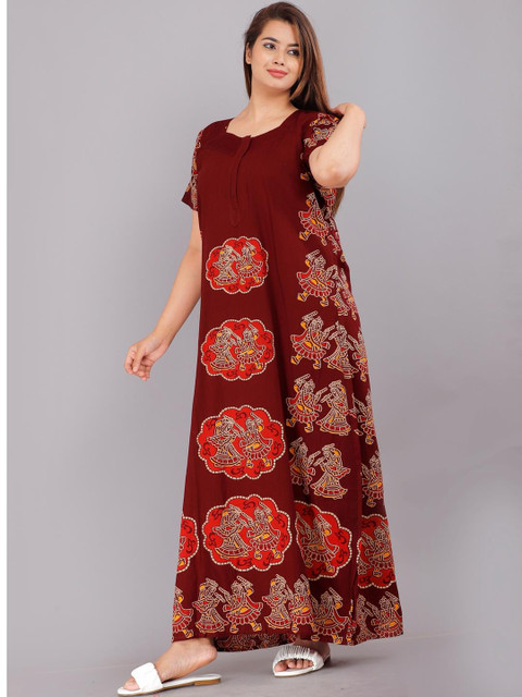 Pure Cotton Nighty Nightrdess Maxi Gown