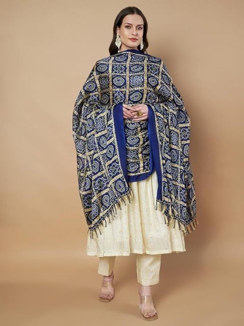 PK HUB Rajasthani Traditional Bandhani Printed Khari Printed Dupatta - Image 4