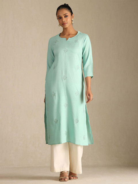 Soch Floral Printed Notch Neck Straight Kurta