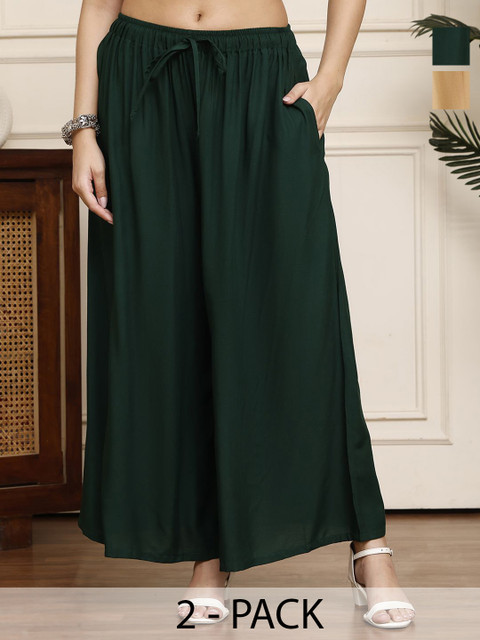 Valles365 by S.C. Women Pack Of 2 Flared Ethnic Palazzos