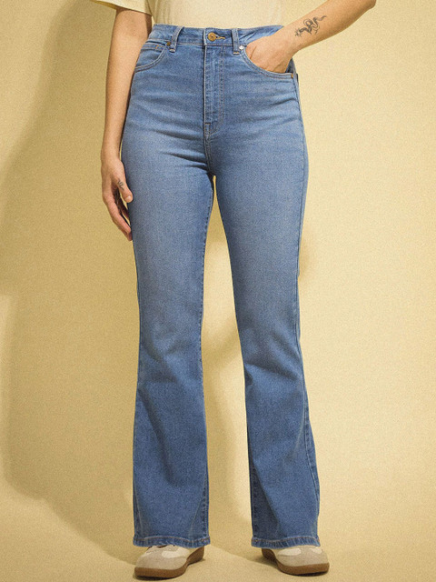 Flying Machine Women Flared High-Rise Light Fade Stretchable Jeans