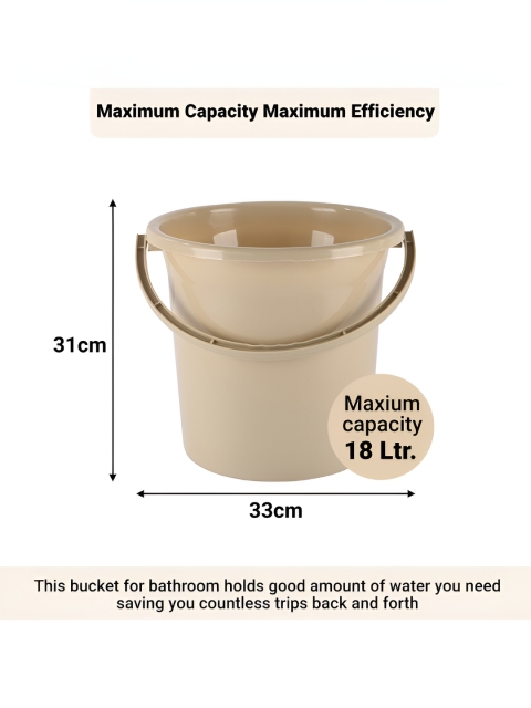 Aura Beige Multi-Purpose 18 Litres Water Buckets for Washing Clothes with Handle - Image 3