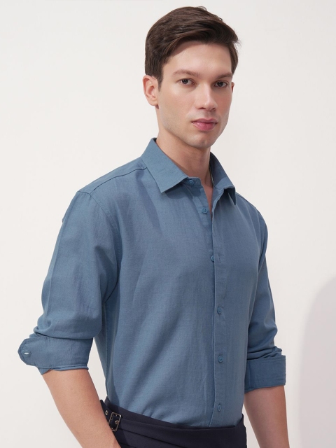 HIGHLANDER Cutaway Collar Cotton Linen Relaxed Fit Shirt - Image 3