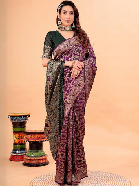 Moda Rapido women Woven Design Zari Silk Cotton Kanjeevaram Saree