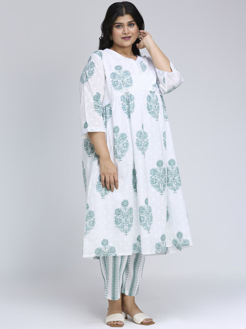 Sizeupp Printed Pure Cotton Plus Size Top & Trouser Co-Ords