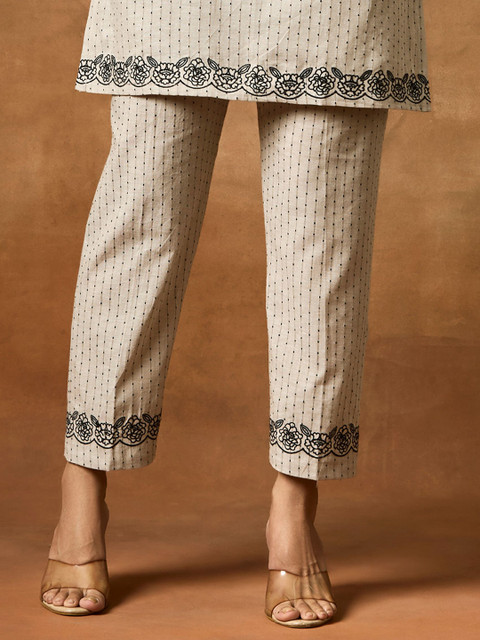 WOMEN PLUS Safar Embroidered Pure Cotton Tunic With Trousers Co-Ords - Image 7