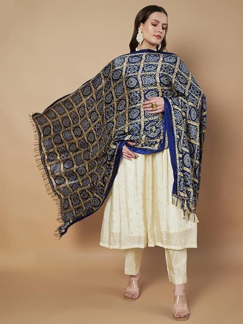 PK HUB Rajasthani Traditional Bandhani Printed Khari Printed Dupatta