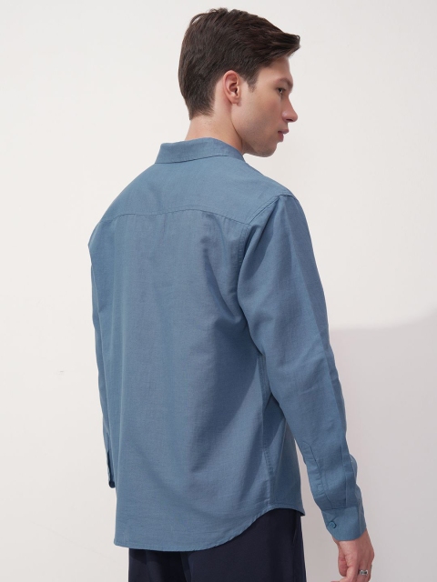 HIGHLANDER Cutaway Collar Cotton Linen Relaxed Fit Shirt - Image 5
