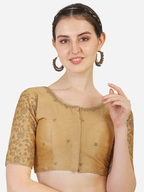 HERE&NOW Embroidered Round Neck Saree Blouse