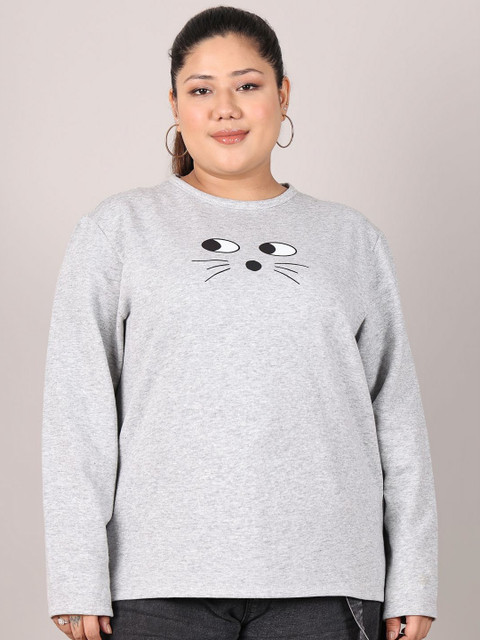 Moonaa Fashion Women Plus Size Graphic Printed Round Neck Cotton T-shirt