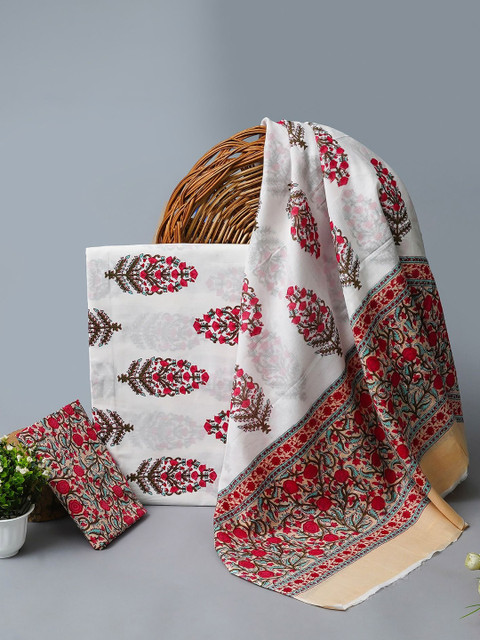 Kwatchi Floral Printed Pure Cotton Unstitched Dress Material