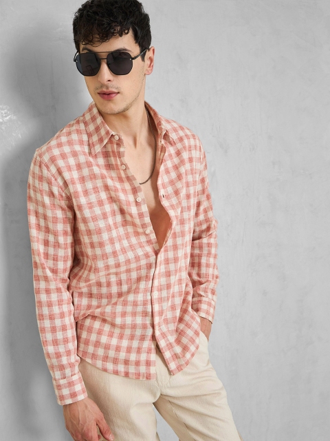 MASCLN SASSAFRAS Checked Spread Collar Relaxed Fit Shirt