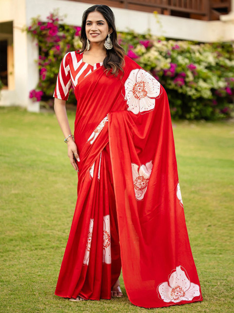 Anouk Rustic Floral Block Print Saree