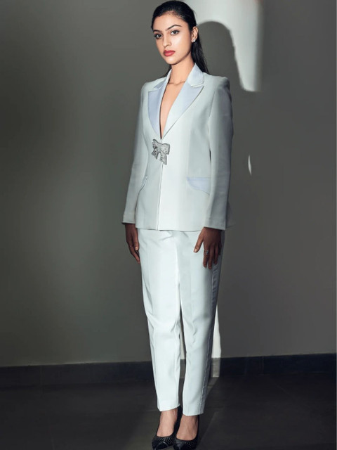 PROT-OFFICIAL Women Solid Satin Single Breasted Blazer