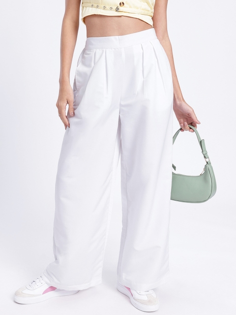 glitchez Women Pleated Loose Fit Trousers