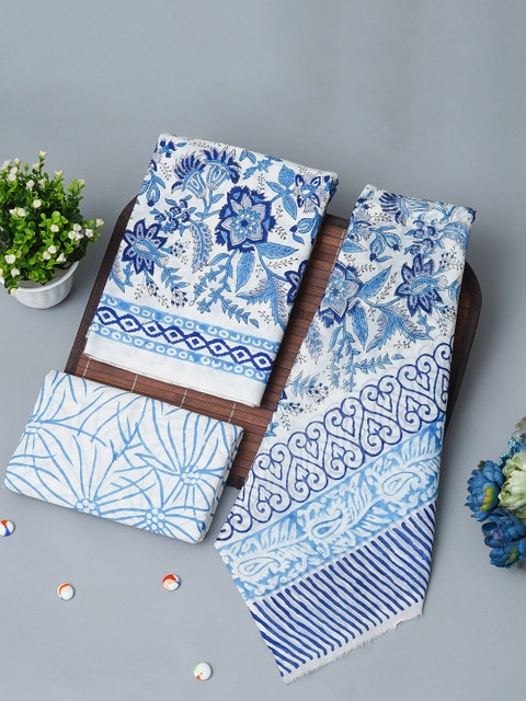 Kwatchi Floral Printed Pure Cotton Unstitched Dress Material