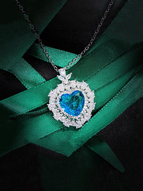 Designs & You Silver-Plated Cubic Zirconia Heart Shaped Pendants with Chains