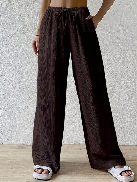Visit Wear Women Loose Fit High-Rise Trousers