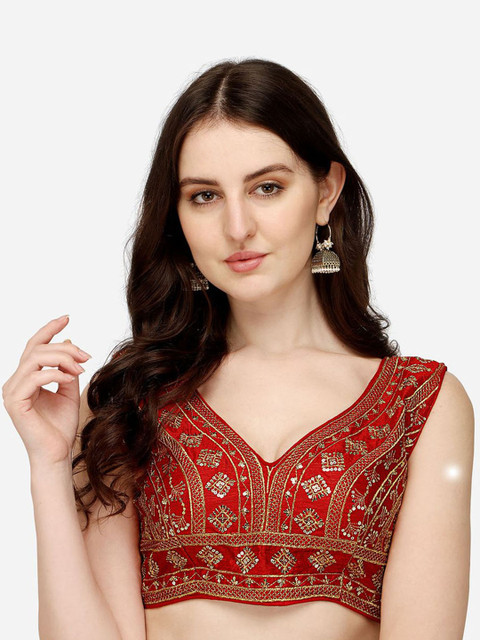 HERE&NOW Embroidered Sleeveless Saree Blouse