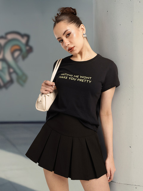 glitchez Typography Printed T-shirt