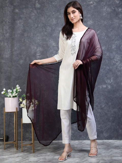 MIRAAN Women Solid Taping Dupatta - Image 2