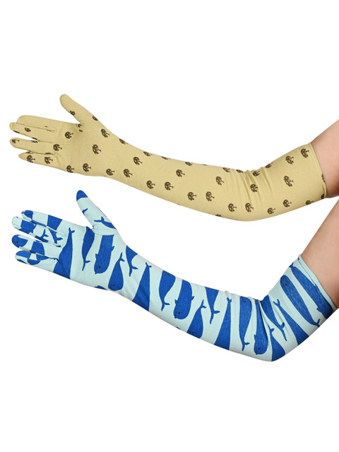 LOOM LEGACY Set Of 2 Patterned Cotton Sun Protective and Breathable Sport Gloves